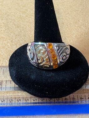Sterling and 18k gold ring with citrine